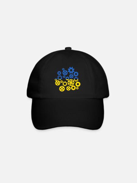 Ukraine Flagge Zahnräder Ukrainische Fahne - Baseballkappe - Schwarz/Schwarz