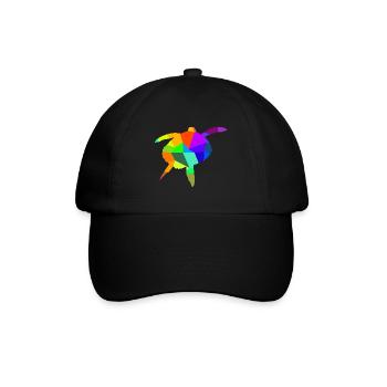 Wasserschildkröte Regenbogen Tiere Polygon - Baseballkappe - Schwarz/Schwarz - Vorne