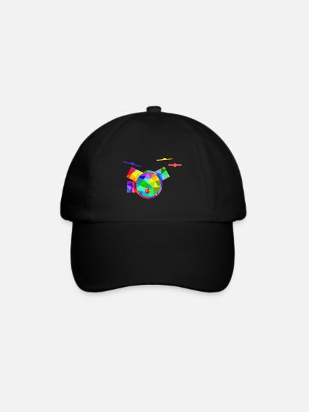 Buntes Regenbogen Schlagzeug Rainbow Musik Drums - Baseballkappe - Schwarz/Schwarz