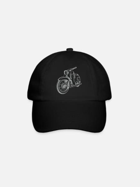 Simson Schwalbe KR51 Vintage Lineart Silhouette - Baseballkappe - Schwarz/Schwarz