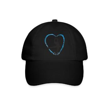 Eisblaues Herz und ein Mädchen Eis Tanz Figurlauf - Baseballkappe - Schwarz/Schwarz - Vorne