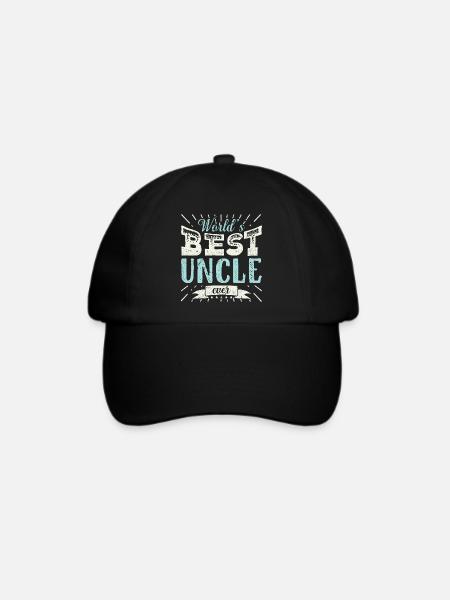 Mens Cool Uncle Gift T Shirt World's Best Uncle - Baseballkappe - Schwarz/Schwarz