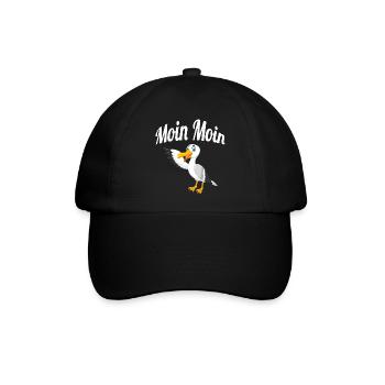 Moin Moin Möwe - Baseballkappe - Schwarz/Schwarz - Vorne