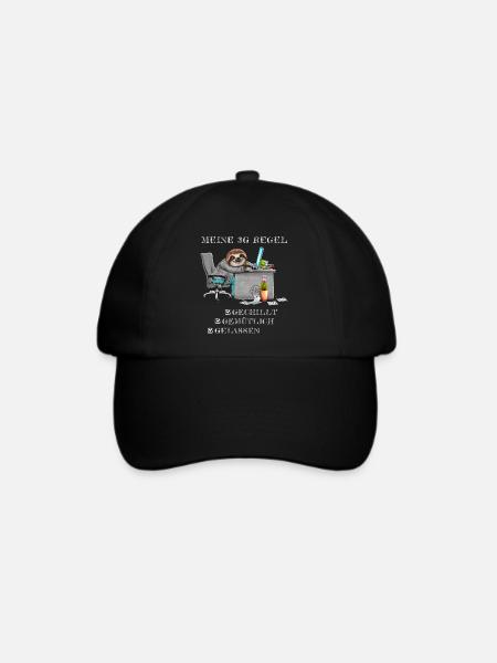 Faultier 3G Regel Bürohumor Geschenk Kollege - Baseballkappe - Schwarz/Schwarz