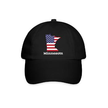 US Minnesota Kartendesign für stolze Minnesotaner - Baseballkappe - Schwarz/Schwarz - Vorne