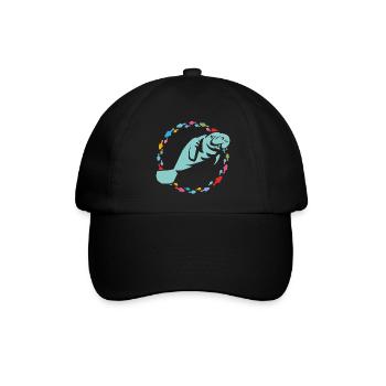 Ich liebe Manatees - Baseballkappe - Schwarz/Schwarz - Vorne