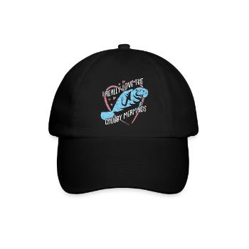 Ich liebe Dugongs Manatees - Baseballkappe - Schwarz/Schwarz - Vorne