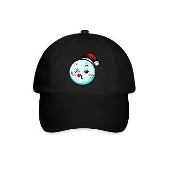 Schneeball mit Weihnachtsmütze #7/9 - Baseballkappe - Schwarz/Schwarz - Vorne