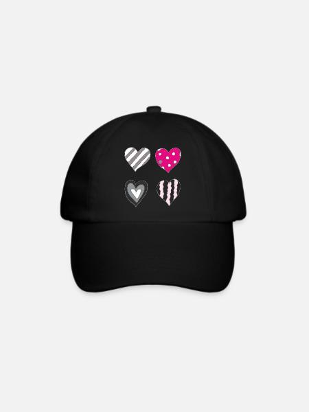 herzen variation - Baseballkappe - Schwarz/Schwarz