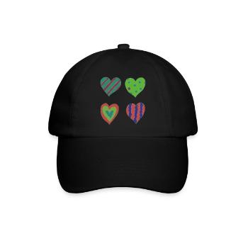 herzen variation - Baseballkappe - Schwarz/Schwarz - Vorne