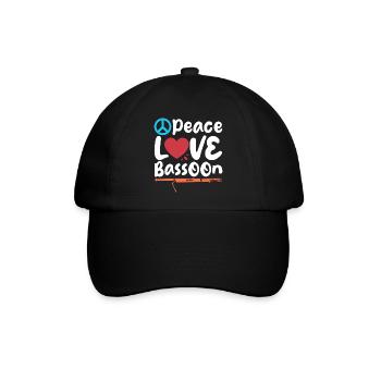 Peace Love Bassoon | Bassoon - Baseballkappe - Schwarz/Schwarz - Vorne