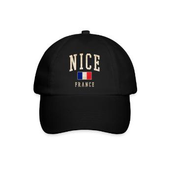 Nice Frankreich Flaggen-Design - Baseballkappe - Schwarz/Schwarz - Vorne