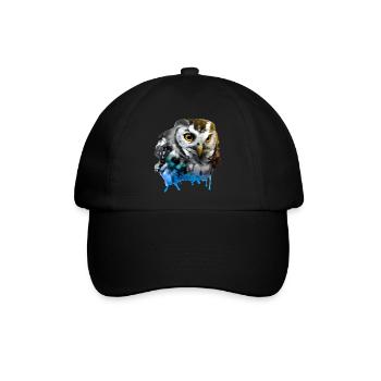 Bunte Eule - Baseballkappe - Schwarz/Schwarz - Vorne