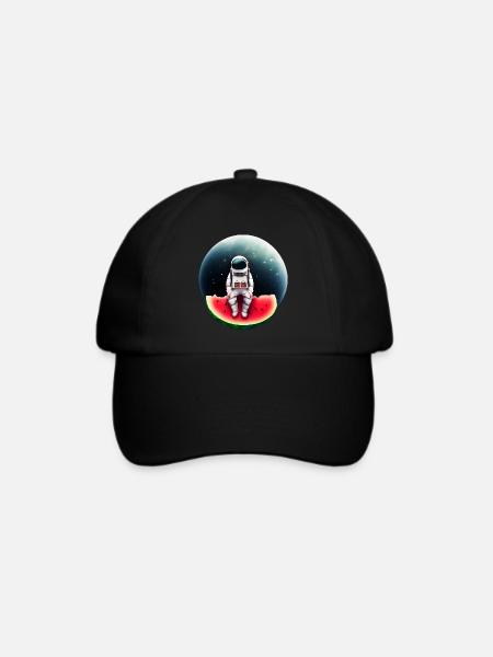 Astronaut auf Wassermelone - Baseballkappe - Schwarz/Schwarz