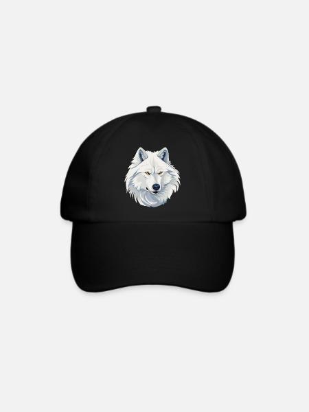Weißer Wolf - Baseballkappe - Schwarz/Schwarz