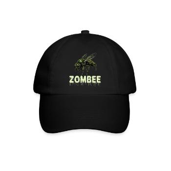 Zombee Halloween Horror Monster Zombie Biene Blume - Baseballkappe - Schwarz/Schwarz - Vorne