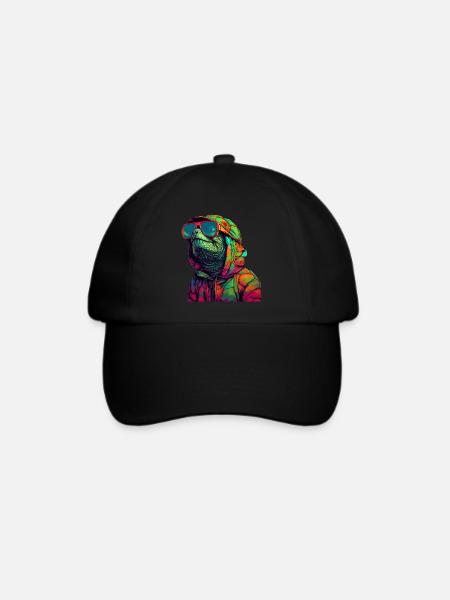 Schildkröte mit Sonnenbrille Coole Schildkröten - Baseballkappe - Schwarz/Schwarz