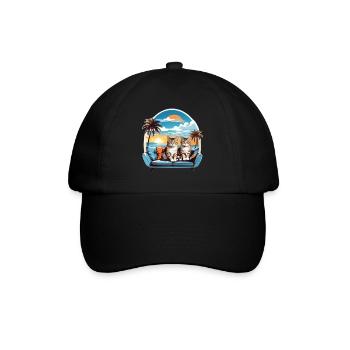 Katzen am Meer - Baseballkappe - Schwarz/Schwarz - Vorne
