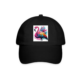 Rosa Flamingo - Baseballkappe - Schwarz/Schwarz - Vorne