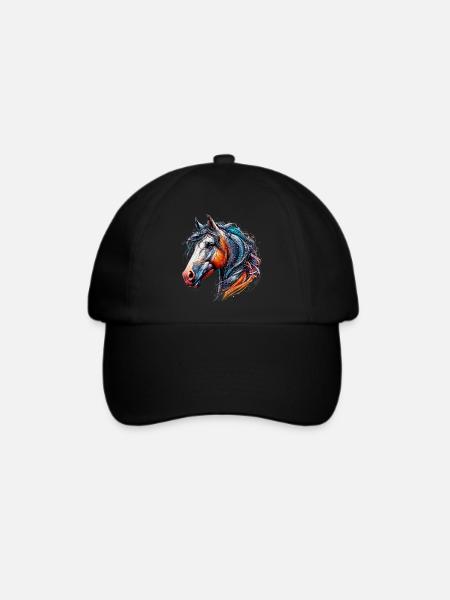 Pferd - Baseballkappe - Schwarz/Schwarz