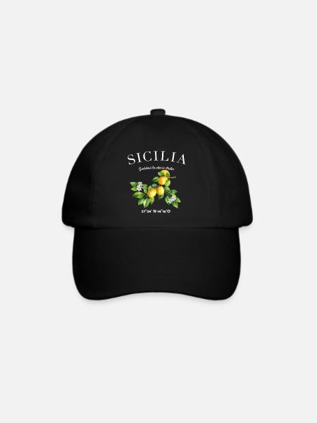 Sizilien Urlaub Reise Camping Sicilia - Baseballkappe - Schwarz/Schwarz