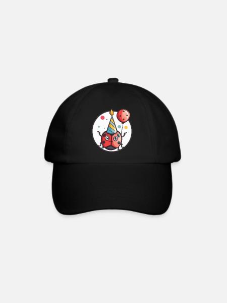 Marienkäfer Geburtstag Baby - Baseballkappe - Schwarz/Schwarz