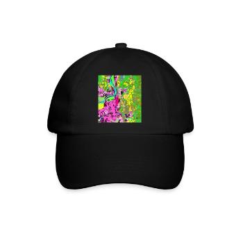 Neonfarbene Stadt-Vibes - Baseballkappe - Schwarz/Schwarz - Vorne
