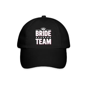 Brautteam Krone Team Bride - Baseballkappe - Schwarz/Schwarz - Vorne