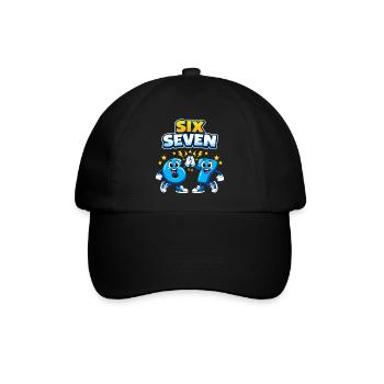 zahl 67 six seven - 6 7 meme - Baseballkappe - Schwarz/Schwarz - Vorne