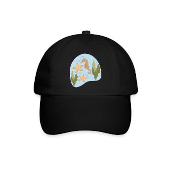 Seepferdchen - Baseballkappe - Schwarz/Schwarz - Vorne