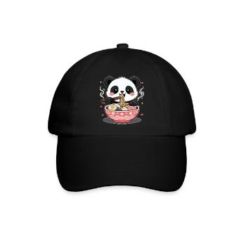 Ramen Niedlicher Kawaii Panda - Baseballkappe - Schwarz/Schwarz - Vorne