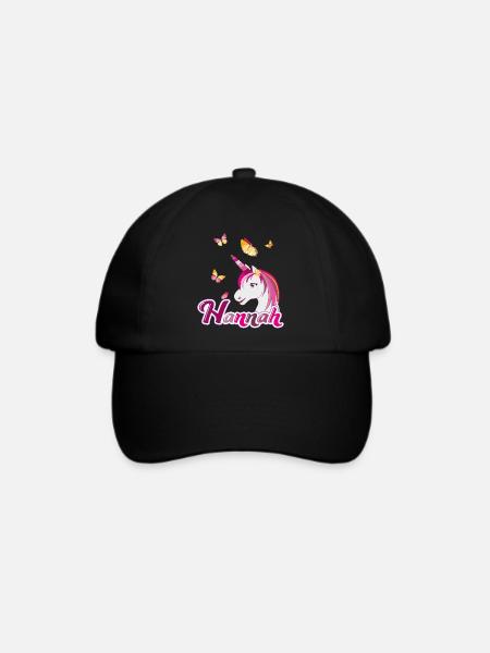 Hannah , Mädchenname, Lieblingsname - Baseballkappe - Schwarz/Schwarz