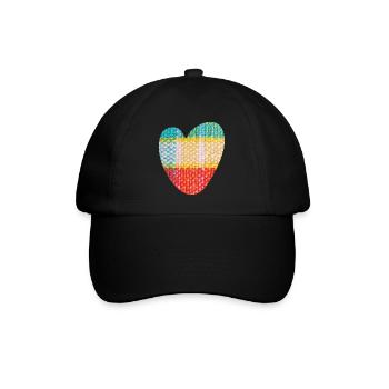 Herz Stoff Textil Love Liebe Muster Valentinstag - Baseballkappe - Schwarz/Schwarz - Vorne