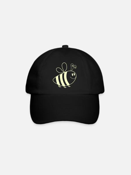 Lächelnde Bienchen Muster - Baseballkappe - Schwarz/Schwarz