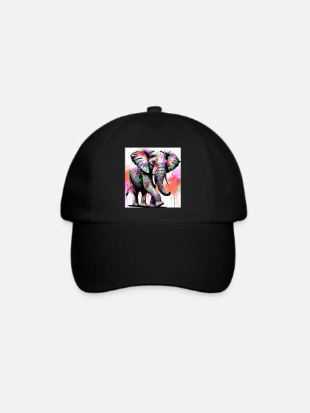 Elefant - Baseballkappe - Schwarz/Schwarz