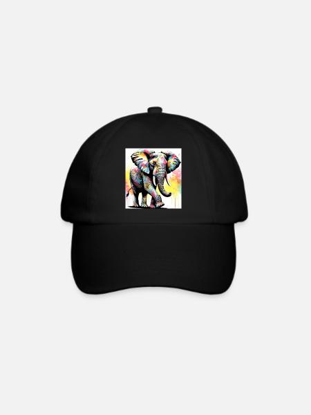Elefant - Baseballkappe - Schwarz/Schwarz