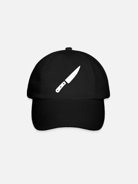 Messer Küchenmesser Koch kochen Geschenk Köchin - Baseballkappe - Schwarz/Schwarz