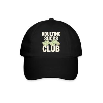Adulting Sucks Club Rechnungschaos - Baseballkappe - Schwarz/Schwarz - Vorne