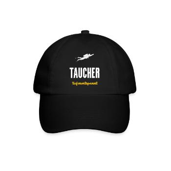 Taucher Geschenk Tiefenentspannt Tauchen - Baseballkappe - Schwarz/Schwarz - Vorne