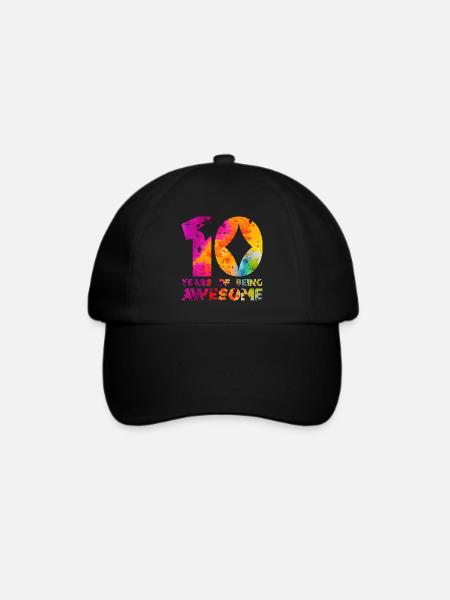10 YEARS OF BEING AWESOME EINHORN 10. GEBURTSTAG - Baseballkappe - Schwarz/Schwarz