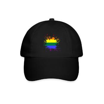 LGBTQ, Regenbogen, Pride, Splash - Baseballkappe - Schwarz/Schwarz - Vorne