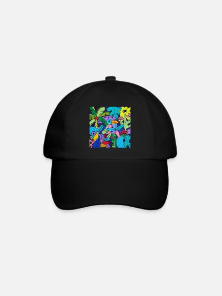 Der Pop-Art-Tukan - Baseballkappe - Schwarz/Schwarz