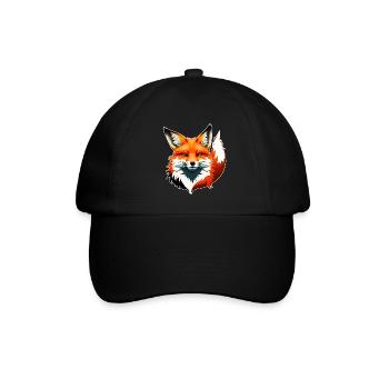 Wild Eleganter Fuchskopf mit Fuchsschwanz - Baseballkappe - Schwarz/Schwarz - Vorne