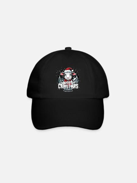Weihnachtsschaf - Woolly Christmas - Baseballkappe - Schwarz/Schwarz
