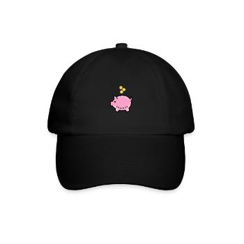 Sparschwein mit Euro, Yen und Bitcoin - Baseballkappe - Schwarz/Schwarz - Vorne