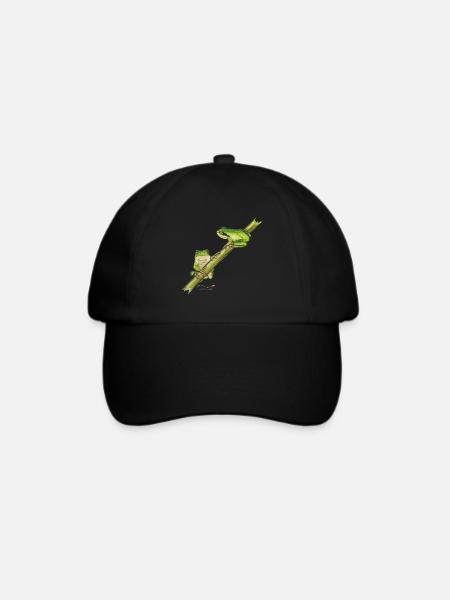 Laubfrosch - Baseballkappe - Schwarz/Schwarz