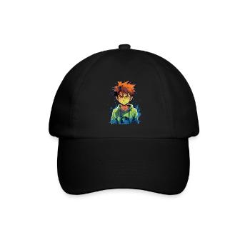 Anime Boy - Baseballkappe - Schwarz/Schwarz - Vorne