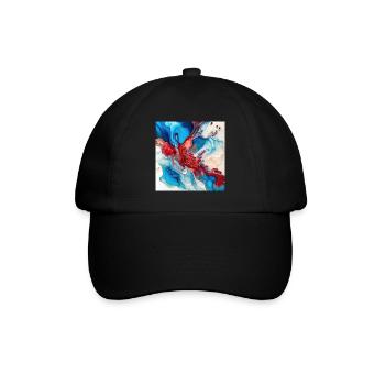 Rotes, weißes und blaues Farbwirbelmuster - Baseballkappe - Schwarz/Schwarz - Vorne