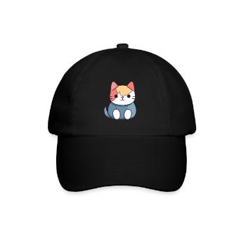 Katze - Kawaii Style - Baseballkappe - Schwarz/Schwarz - Vorne