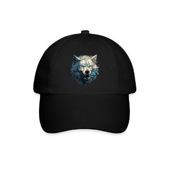 Wolf - Illustration - Baseballkappe - Schwarz/Schwarz - Vorne